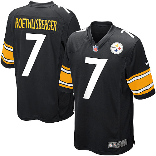 Men's Game Ben Roethlisberger Nike Jersey Black Home - #7 NFL Pittsburgh Steelers